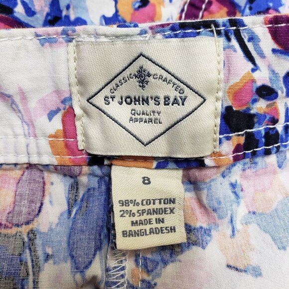 St Johns Bay Womens Floral Skort Size 8 Zipper Button Pockets Belt Loops - Picture 7 of 7